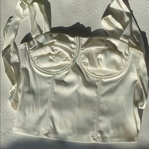 White silk bustier